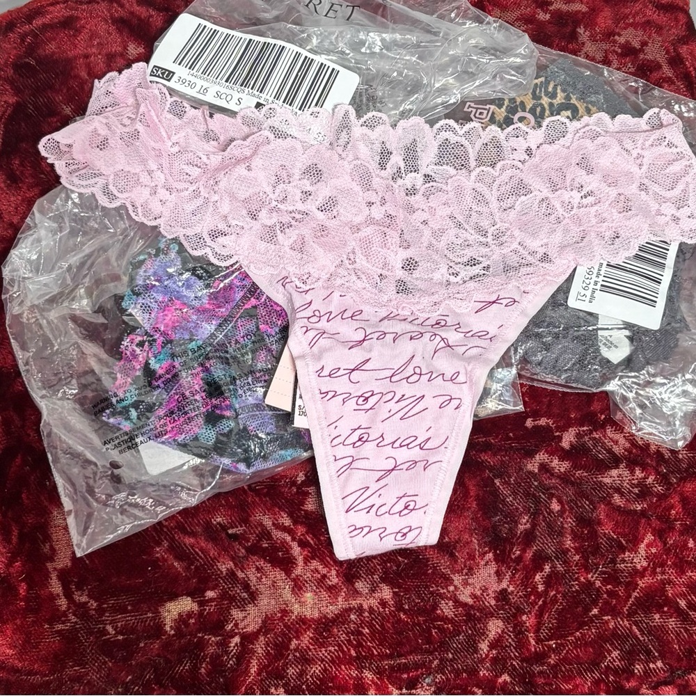 NWT Victoria Secret (11) lace and cotton thong panties, multiple colors